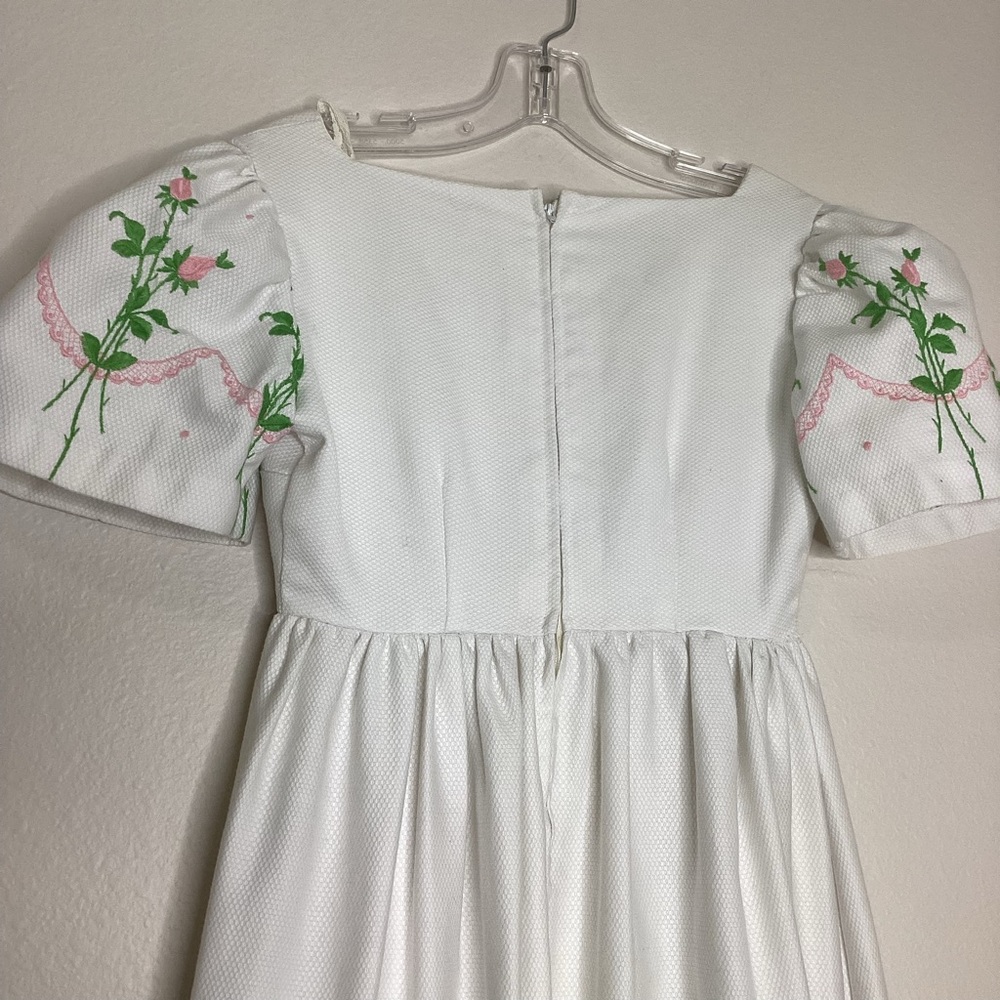 Vintage White Embroidered Maxi Dress Bell Sleeves Sm - Picture 3 of 8